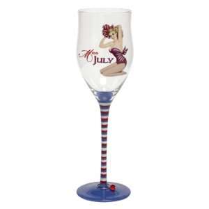 Santa Barbara Design Studio Calendar Girl Wine Glass with Beaded Stem 