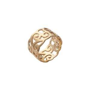  Ladies 18K Gold Plated Curves Filigree Band Ring: Jewelry