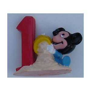  Disney Birthday Cake PVC Topper 2 Tall #1 Baby Mickey 