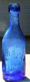 Cobalt Blue 1866 John Ryan Savannah GA Soda Bottle already tumbled 