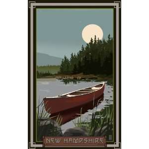   Hampshire Canoe in Moonlight 11 by 17 Inch Print by Mike Rangner Home