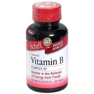  Schiff Natural Vitamin B Complex 50, Softgels, 100 