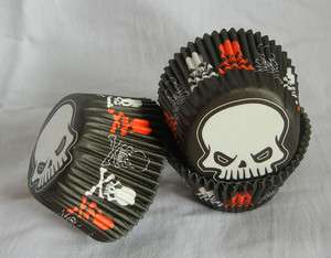 50 Halloween white skull cupcake liners baking paper cup  