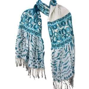   Blue Ornate Motif Warm Pashmina Scarf Shawl Wrap: Everything Else