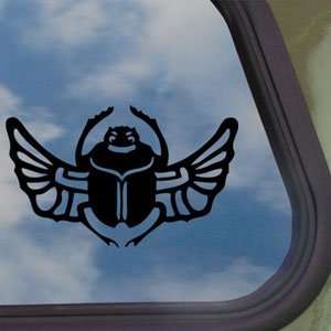  Winged Scarab Beetle Black Decal Car Truck Window Sticker 