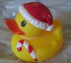   Yellow w/ Candy Cane Christmas Cute Vinyl Rubber Duck Bath Squeak Toy