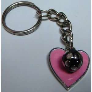  Soccer Ball with Colored Heart Keychain   Pink Everything 