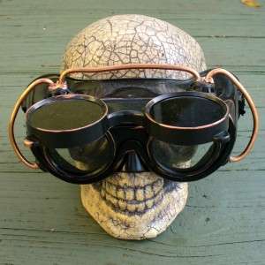 Steampunk Goggles Glasses cyber lens goth Victorian blk biker 