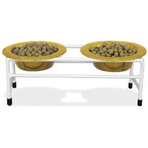   Cat or Puppy Double Diner Stand, Two 8 Ounce Bowl, Gold