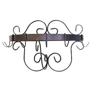  Grace Half Round Pot Rack with Curls and 6 Hooks