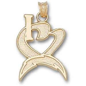  San Diego Chargers Solid 14K Gold I Heart Bolt 3/4 