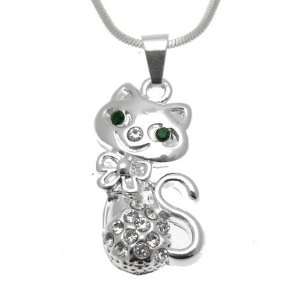 Acosta Jewellery   Silver Tone Fashion   Small Cute Crystal Cat 