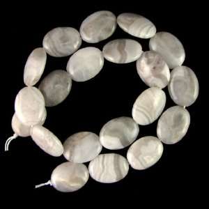  20mm grey crazy lace agate flat oval beads 16 strand 