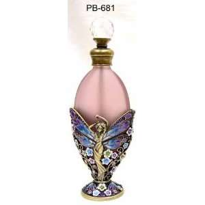   Glass Perfume Bottle Purple Fairy Decorates Oval Shape