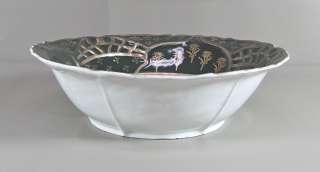 Stunning RS Prussia Mold Black/Gold Floral Serving Bowl  