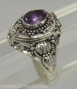 ROYAL PURPLE AMETHYST CREMATION URN RING SIZE 8.5 STERLING SILVER URNS 