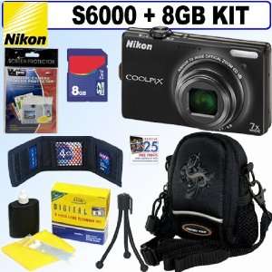  Nikon Coolpix S6000 14 MP Digital Camera (Black) + 8GB 