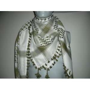   Green Arabic scarf. Shemagh Arab Keffiyeh, Neck Scarf 