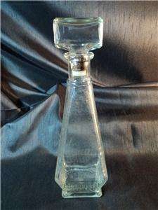 vintage GLASS LIQUOR BOTTLE, probably USA, WAVY GLASS with Stopper 