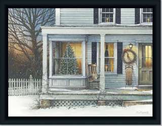 Front Porch Rocker Holiday Decor Christmas Art Framed  