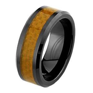   Comfort Fit Orange Inlay Wedding Band Ring (Size 5 to 15)   Size 10