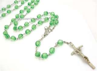 Green Papal Rosary Beads Necklace 32 Long Miraculous  