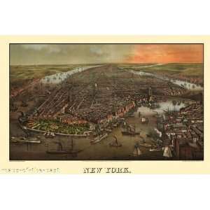    NEW YORK CITY (NY) PANORAMIC MAP BY GEO. DEGEN 1873