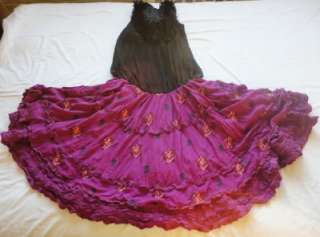 ODD MOLLY deconstructed,purple,pink ROSE embroidery full skirt silk 