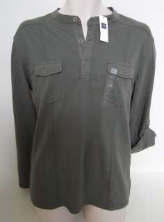 GAP Mens GreenTwo Pocket Long Sleeve Henley Shirt Size XS XXL NWT 