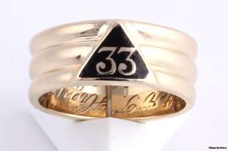 RARE 33rd Degree Inspector General Masonic Band 14k Gold Scottish Rite 