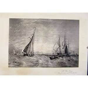  Copley Balding Sea Piece Sail Boat Ocean Old Print 1906 