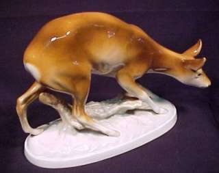 This is a rare and beautiful Royal Dux Roe Deer statue made in the 