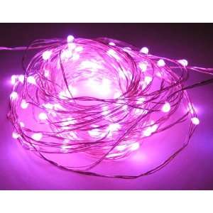Pink Decorative 100 LED Lights on 30 Ft Long Ultra Thin Silver String 