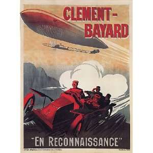  CLEMENT BAYARD ZEPPELIN CAR SMALL VINTAGE POSTER CANVAS 