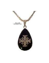Onyx Necklace with Jerusalem Cross Spiritual Religious Jewelry