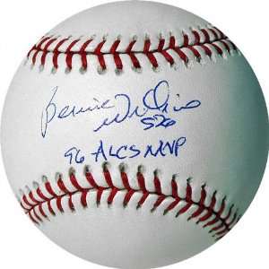 Bernie Williams Autographed MLB Baseball With 96 ALCS MVP 