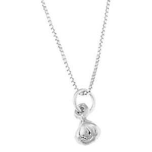   Sterling Silver Double Sided Tiny Onion Garlic Bulb Necklace Jewelry