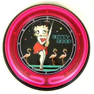  Betty Boop Neon Wall Clock By Centric   With 3 Flamingoes 