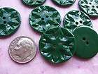 GREEN CARVED SNOWFLAKE VINTAGE CASEIN BUTTONS NOS SEWING KNITTING 