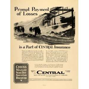 1930 Ad Central Mutual Insurance Fire Automobile Ohio   Original Print 