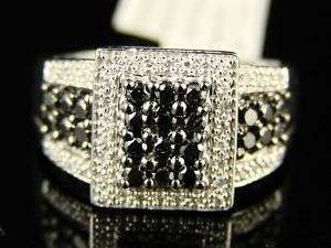 10K WHITE GOLD LADIES BLACK/WHITE DIAMOND DESIGNER RING  