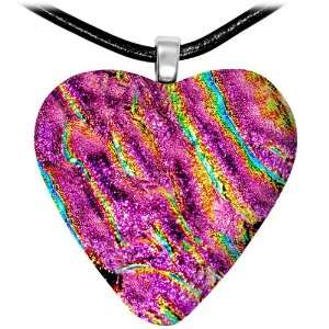    Holy Lynn Purple Passion Heart Dichroic Glass Necklace: Jewelry