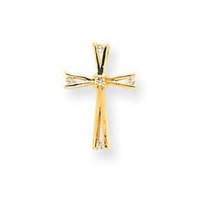  14k Yellow Gold A Diamond Cross Pendant: Jewelry