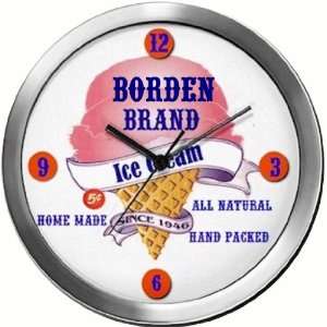 BORDEN 14 Inch Ice Cream Metal Clock Quartz Movement:  