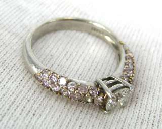 Natural 1ct Pink & White Diamond Platinum Ring  