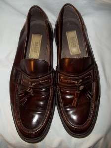 BALLY Oxblood Leather Tasselled Loafer Dress Shoes 43  