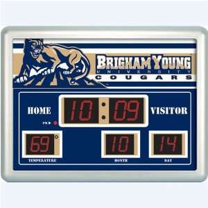  Brigham Young Cougars NCAA Scoreboard Clock & Thermometer 