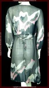 NEW $160 DIDI Printed Sheer Gray Dress Extra Large XL  