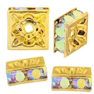  Beadelle Crystal 8mm Squaredelle Spacer Beads   Gold 
