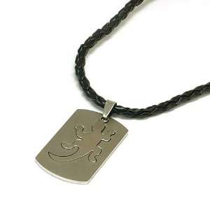  Stainless Steel Cut Out Dog Tag, 18 Black Cord Jakob 